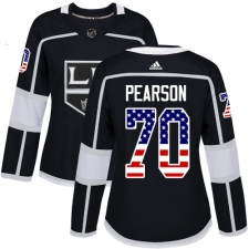 Women's Adidas Los Angeles Kings #70 Tanner Pearson Authentic Black USA Flag Fashion NHL Jersey