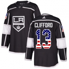 Men's Adidas Los Angeles Kings #13 Kyle Clifford Authentic Black USA Flag Fashion NHL Jersey