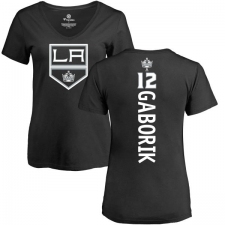 NHL Women's Adidas Los Angeles Kings #12 Marian Gaborik Black Backer T-Shirt