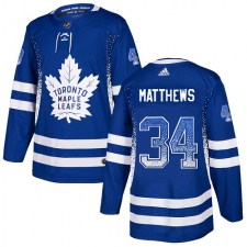 Men's Adidas Toronto Maple Leafs #34 Auston Matthews Authentic Blue Drift Fashion NHL Jersey