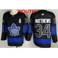 Youth Toronto Maple Leafs #34 Auston Matthews Black X Drew House Inside Out Stitched Jersey