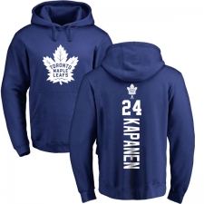 NHL Adidas Toronto Maple Leafs #24 Kasperi Kapanen Royal Blue Backer Pullover Hoodie