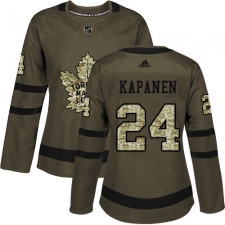 Women's Adidas Toronto Maple Leafs #24 Kasperi Kapanen Authentic Green Salute to Service NHL Jersey