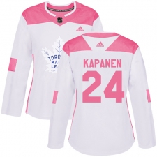 Women's Adidas Toronto Maple Leafs #24 Kasperi Kapanen Authentic White/Pink Fashion NHL Jersey