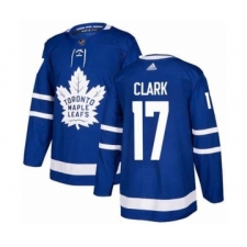 Adidas Maple Leafs #17 Wendel Clark Blue Home Authentic Stitched NHL Jersey
