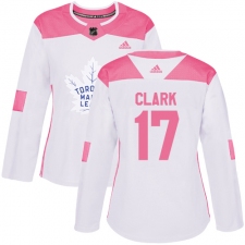 Women's Adidas Toronto Maple Leafs #17 Wendel Clark Authentic White/Pink Fashion NHL Jersey