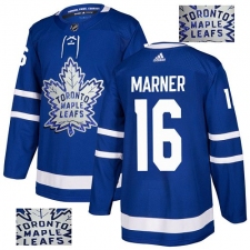 Men's Adidas Toronto Maple Leafs #16 Mitchell Marner Authentic Royal Blue Fashion Gold NHL Jersey