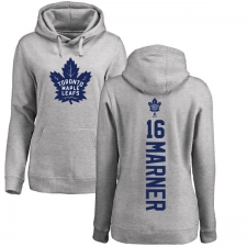NHL Women's Adidas Toronto Maple Leafs #16 Mitchell Marner Ash Backer Pullover Hoodie