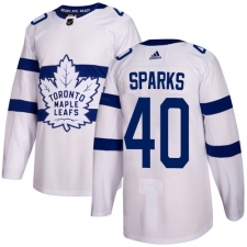 Youth Adidas Toronto Maple Leafs #40 Garret Sparks Authentic White 2018 Stadium Series NHL Jersey
