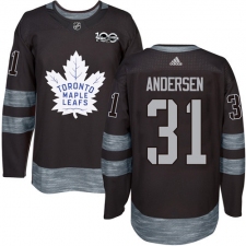 Men's Adidas Toronto Maple Leafs #31 Frederik Andersen Authentic Black 1917-2017 100th Anniversary NHL Jersey