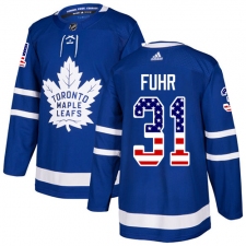 Men's Adidas Toronto Maple Leafs #31 Frederik Andersen Authentic Royal Blue USA Flag Fashion NHL Jersey