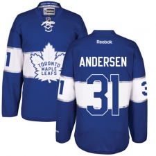 Men's Reebok Toronto Maple Leafs #31 Frederik Andersen Authentic Royal Blue 2017 Centennial Classic NHL Jersey