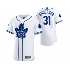 Men's Toronto Maple Leafs #31 Frederik Andersen 2020 Hockey x Baseball Crossover Edition Jersey White
