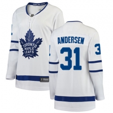 Women's Toronto Maple Leafs #31 Frederik Andersen Authentic White Away Fanatics Branded Breakaway NHL Jersey