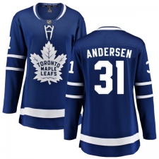Women's Toronto Maple Leafs #31 Frederik Andersen Fanatics Branded Royal Blue Home Breakaway NHL Jersey