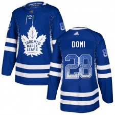 Men's Adidas Toronto Maple Leafs #28 Tie Domi Authentic Blue Drift Fashion NHL Jersey