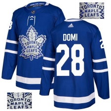Men's Adidas Toronto Maple Leafs #28 Tie Domi Authentic Royal Blue Fashion Gold NHL Jersey