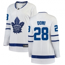 Women's Toronto Maple Leafs #28 Tie Domi Authentic White Away Fanatics Branded Breakaway NHL Jersey