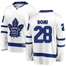 Youth Toronto Maple Leafs #28 Tie Domi Fanatics Branded White Away Breakaway NHL Jersey