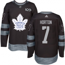 Men's Adidas Toronto Maple Leafs #7 Tim Horton Authentic Black 1917-2017 100th Anniversary NHL Jersey