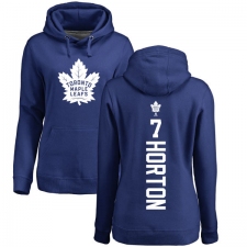 NHL Women's Adidas Toronto Maple Leafs #7 Tim Horton Royal Blue Backer Pullover Hoodie