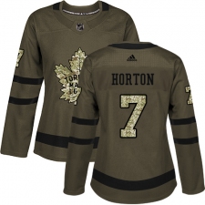Women's Adidas Toronto Maple Leafs #7 Tim Horton Authentic Green Salute to Service NHL Jersey