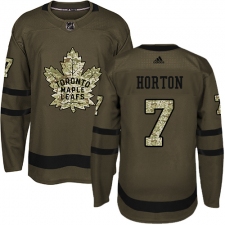 Youth Adidas Toronto Maple Leafs #7 Tim Horton Authentic Green Salute to Service NHL Jersey