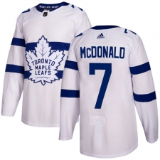 Men's Adidas Toronto Maple Leafs #7 Lanny McDonald Authentic White 2018 Stadium Series NHL Jersey