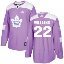 Youth Adidas Toronto Maple Leafs #22 Tiger Williams Authentic Purple Fights Cancer Practice NHL Jersey