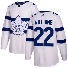 Youth Adidas Toronto Maple Leafs #22 Tiger Williams Authentic White 2018 Stadium Series NHL Jersey