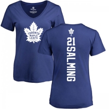 NHL Women's Adidas Toronto Maple Leafs #21 Borje Salming Royal Blue Backer T-Shirt