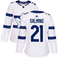 Women's Adidas Toronto Maple Leafs #21 Borje Salming Authentic White 2018 Stadium Series NHL Jersey