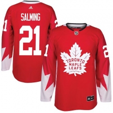 Youth Adidas Toronto Maple Leafs #21 Borje Salming Authentic Red Alternate NHL Jersey