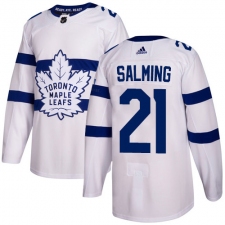 Youth Adidas Toronto Maple Leafs #21 Borje Salming Authentic White 2018 Stadium Series NHL Jersey