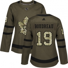 Women's Adidas Toronto Maple Leafs #19 Bruce Boudreau Authentic Green Salute to Service NHL Jersey
