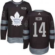 Men's Adidas Toronto Maple Leafs #14 Dave Keon Authentic Black 1917-2017 100th Anniversary NHL Jersey