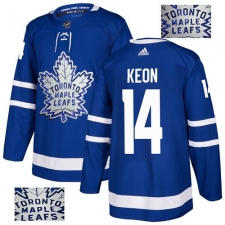 Men's Adidas Toronto Maple Leafs #14 Dave Keon Authentic Royal Blue Fashion Gold NHL Jersey