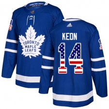 Men's Adidas Toronto Maple Leafs #14 Dave Keon Authentic Royal Blue USA Flag Fashion NHL Jersey