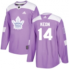 Youth Adidas Toronto Maple Leafs #14 Dave Keon Authentic Purple Fights Cancer Practice NHL Jersey
