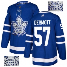 Men's Adidas Toronto Maple Leafs #57 Travis Dermott Authentic Royal Blue Fashion Gold NHL Jersey