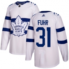 Men's Adidas Toronto Maple Leafs #31 Grant Fuhr Authentic White 2018 Stadium Series NHL Jersey