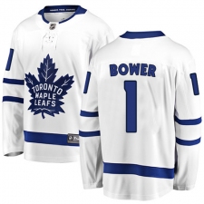 Men's Toronto Maple Leafs #1 Johnny Bower Fanatics Branded White Away Breakaway NHL Jersey