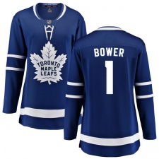 Women's Toronto Maple Leafs #1 Johnny Bower Fanatics Branded Royal Blue Home Breakaway NHL Jersey