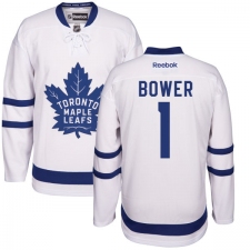 Youth Reebok Toronto Maple Leafs #1 Johnny Bower Authentic White Away NHL Jersey