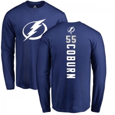 NHL Adidas Tampa Bay Lightning #55 Braydon Coburn Royal Blue Backer Long Sleeve T-Shirt