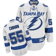 Youth Reebok Tampa Bay Lightning #55 Braydon Coburn Authentic White Away NHL Jersey