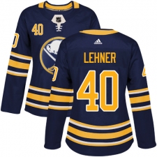 Women's Adidas Buffalo Sabres #40 Robin Lehner Authentic Navy Blue Home NHL Jersey