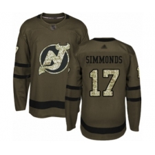 Men's New Jersey Devils #17 Wayne Simmonds Authentic Green Salute to Service Hockey Jersey
