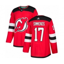 Men's New Jersey Devils #17 Wayne Simmonds Authentic Red Home Hockey Jersey