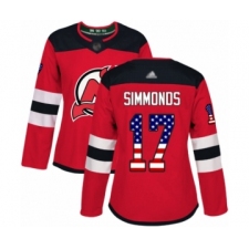 Women's New Jersey Devils #17 Wayne Simmonds Authentic Red USA Flag Fashion Hockey Jersey